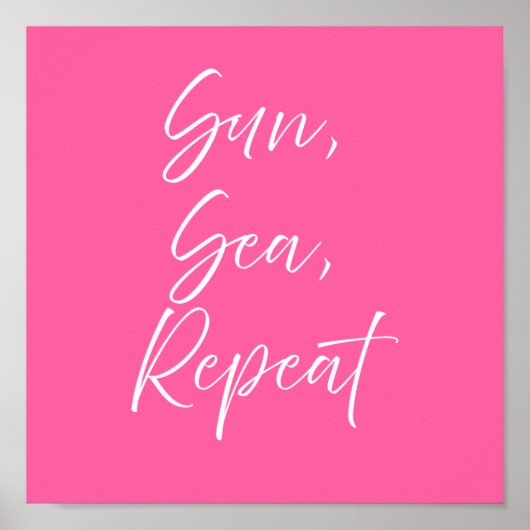 Sun Sea Repeat Pink Poster | Preppy Coastal ポスター (正面)