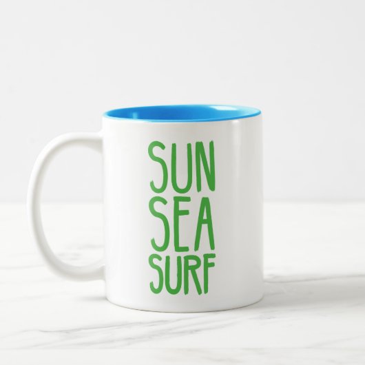 Sun、Sea、Surf GREEN ツートーンマグカップ (左)