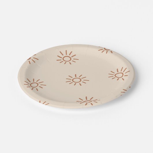 Sun Seamless Pattern,Minimal Sun Seamless Pattern, ペーパープレート (アングル)