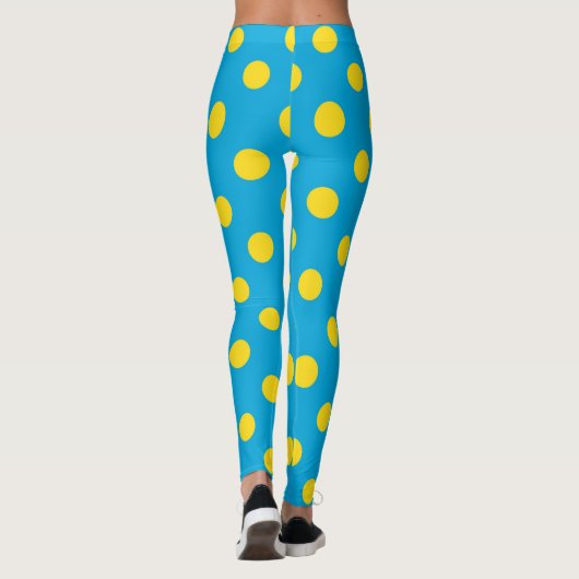 Sun & Sky: Yellow Polka Dot on Azure Leggings レギンス (裏面)
