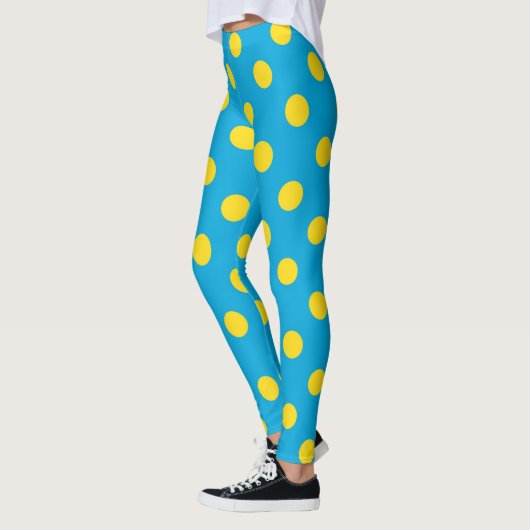 Sun & Sky: Yellow Polka Dot on Azure Leggings レギンス (左)