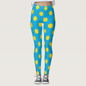 Sun & Sky: Yellow Polka Dot on Azure Leggings レギンス (正面)