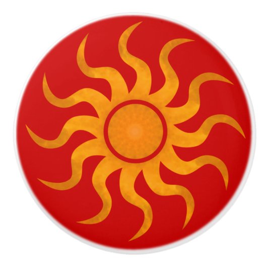 Sun Spicy Red Tile - Large セラミックノブ (正面)