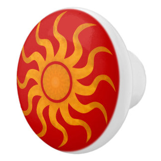 Sun Spicy Red Tile - Large セラミックノブ