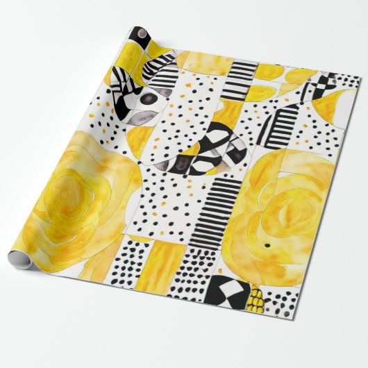 Sun Spirit:黄色と先住民のパターン ラッピングペーパー (アンロールド)