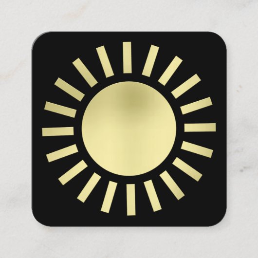 Sun Symbol 02 – 黒の金ゴールド スクエア名刺 (正面)