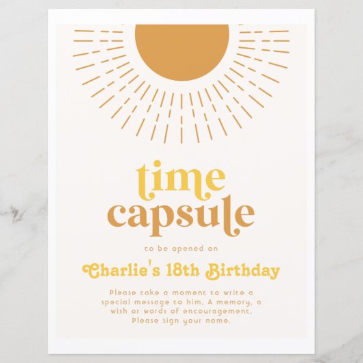 Sun Timeカプセル標識 | Sun誕生日 (正面)