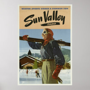 Sun Valleyアイダホの冬季スポーツのヴィンテージ旅行 ポスター