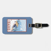 Sun Valley、アイダホ- Downhhillの雪のスキーヤー ラゲッジタグ (正面横)