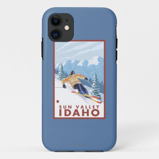 Sun Valley、アイダホ- Downhhillの雪のスキーヤー Case-Mate iPhoneケース (裏面)