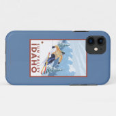 Sun Valley、アイダホ- Downhhillの雪のスキーヤー Case-Mate iPhoneケース (裏面(横))