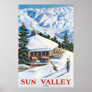 Sun Valley Idaho 1940s Snow Ski Travel Poster ポスター