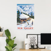 Sun Valley Idaho 1940s Snow Ski Travel Poster ポスター (ホームオフィス)