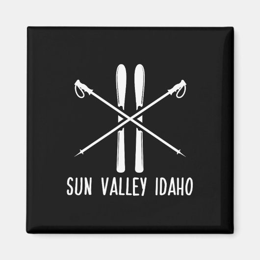Sun Valley Idaho Ski Skiing Skis Skier Vacation Ho マグネット (正面)