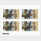 Sun Valley, Idaho Vintage Travelスタンプ 長方形シール (シート)