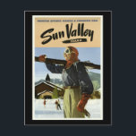 Sun Valley, Idaho, Vintage Travel Poster, ポストカード<br><div class="desc">サンバレー、アイダホ、ヴィンテージ旅行ポスター、冬のスポーツ。</div>