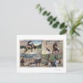 Sun Valley, IDRodeo Bull Doging Scenes ポストカード (スタンド正面)