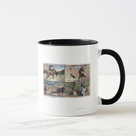 Sun Valley, IDRodeo Bull Doging Scenes マグカップ (右)