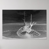 Sun Voyager Sculpture, Iceland, Reverse B/W ポスター (正面)