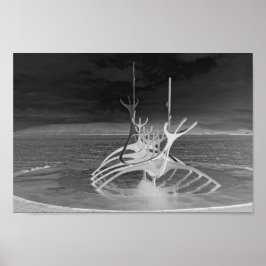 Sun Voyager Sculpture, Iceland, Reverse B/W ポスター