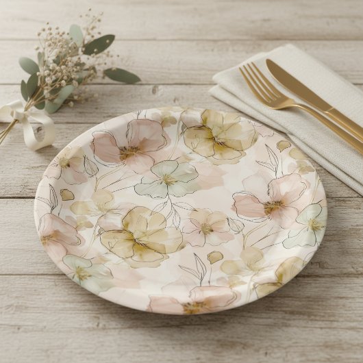 Sun-Washed Garden Floral ID1283 ペーパープレート