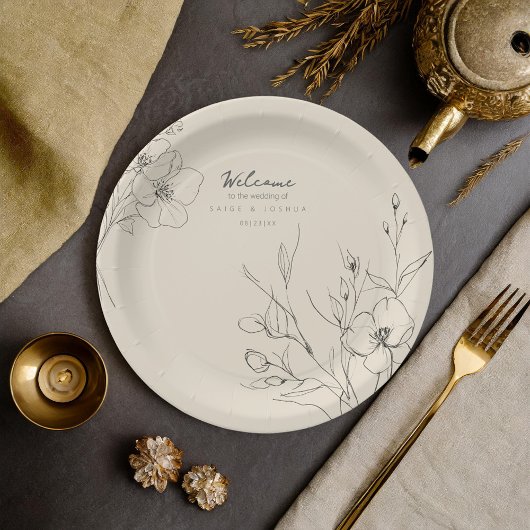 Sun-Washed Garden Wedding Floral Border ID1283 ペーパープレート