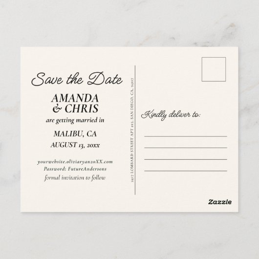 Sun & Waves Bohoビーチ日付はがきを保存 ポストカード (裏面)