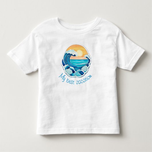Sun, waves, shell トドラーTシャツ (正面)