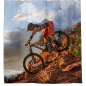 Sunbeaの険しい山の地勢のマウンテンバイク シャワーカーテン (正面)