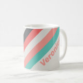 Sunbleached Coral Stripes with Name コーヒーマグカップ (正面右)