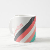 Sunbleached Coral Stripes with Name コーヒーマグカップ (正面左)