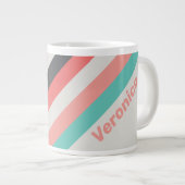 Sunbleached Coral Stripes with Name ジャンボコーヒーマグカップ (正面右)