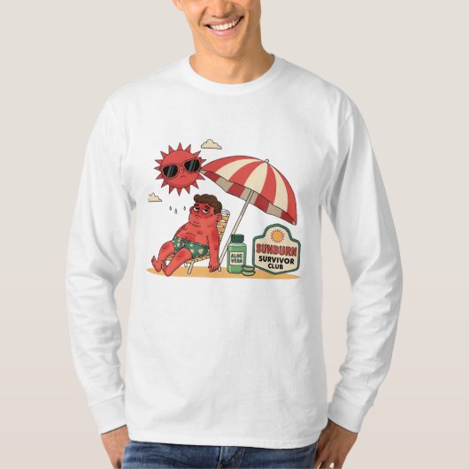 Sunburn Survivor Club Funny Beach Art Tシャツ (正面)