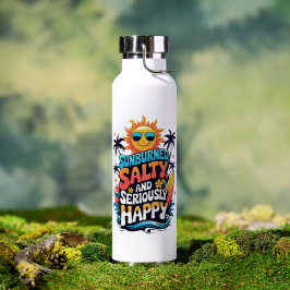 Sunburned Salty and Happy – Retro Beach Vibes ウォーターボトル