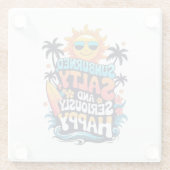 Sunburned Salty and Happy – Retro Beach Vibes ガラスコースター (裏面)