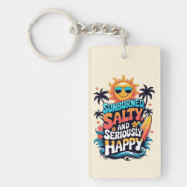 Sunburned Salty and Happy – Retro Beach Vibes キーホルダー