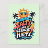 Sunburned Salty and Happy – Retro Beach Vibes シーズンポストカード (正面)
