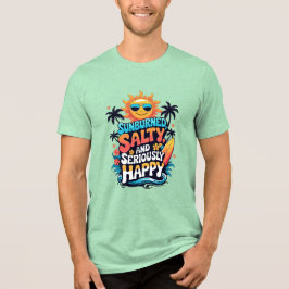 Sunburned Salty and Happy – Retro Beach Vibes トライブレンドＴシャツ