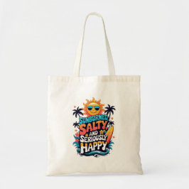 Sunburned Salty and Happy – Retro Beach Vibes トートバッグ