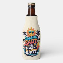 Sunburned Salty and Happy – Retro Beach Vibes ボトルクーラー