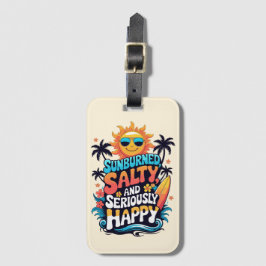 Sunburned Salty and Happy – Retro Beach Vibes ラゲッジタグ