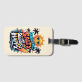 Sunburned Salty and Happy – Retro Beach Vibes ラゲッジタグ (正面横)