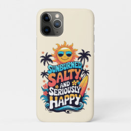 Sunburned Salty and Happy – Retro Beach Vibes iPhone 11 Proケース