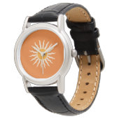 Sunburst Minimalist Terracotta Orange Watch 腕時計 (アングル)