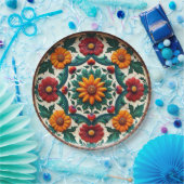 💀🎉Sunburst & Salsa Día de los Muertos ペーパープレート (パーティー)