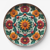 💀🎉Sunburst & Salsa Día de los Muertos ペーパープレート (正面)