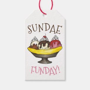 SUNDAEファンデーバナナスプリットアイスクリームソーシャル ギフトタグ