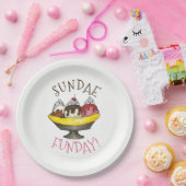 SUNDAEファンデーバナナスプリットアイスクリームソーシャル ペーパープレート (パーティー)