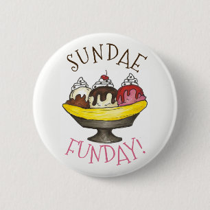 SUNDAEファンデーバナナスプリットアイスクリームソーシャル 缶バッジ