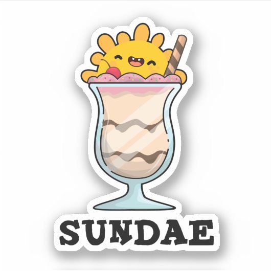 Sundae Funny Sunday Ice Cream Pun シール (正面)